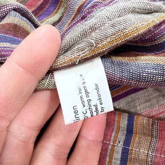 Eskandar Pant Set Womens Size 1 & 2 Multicolor Linen Striped Neiman Marcus - Picture 6 of 16